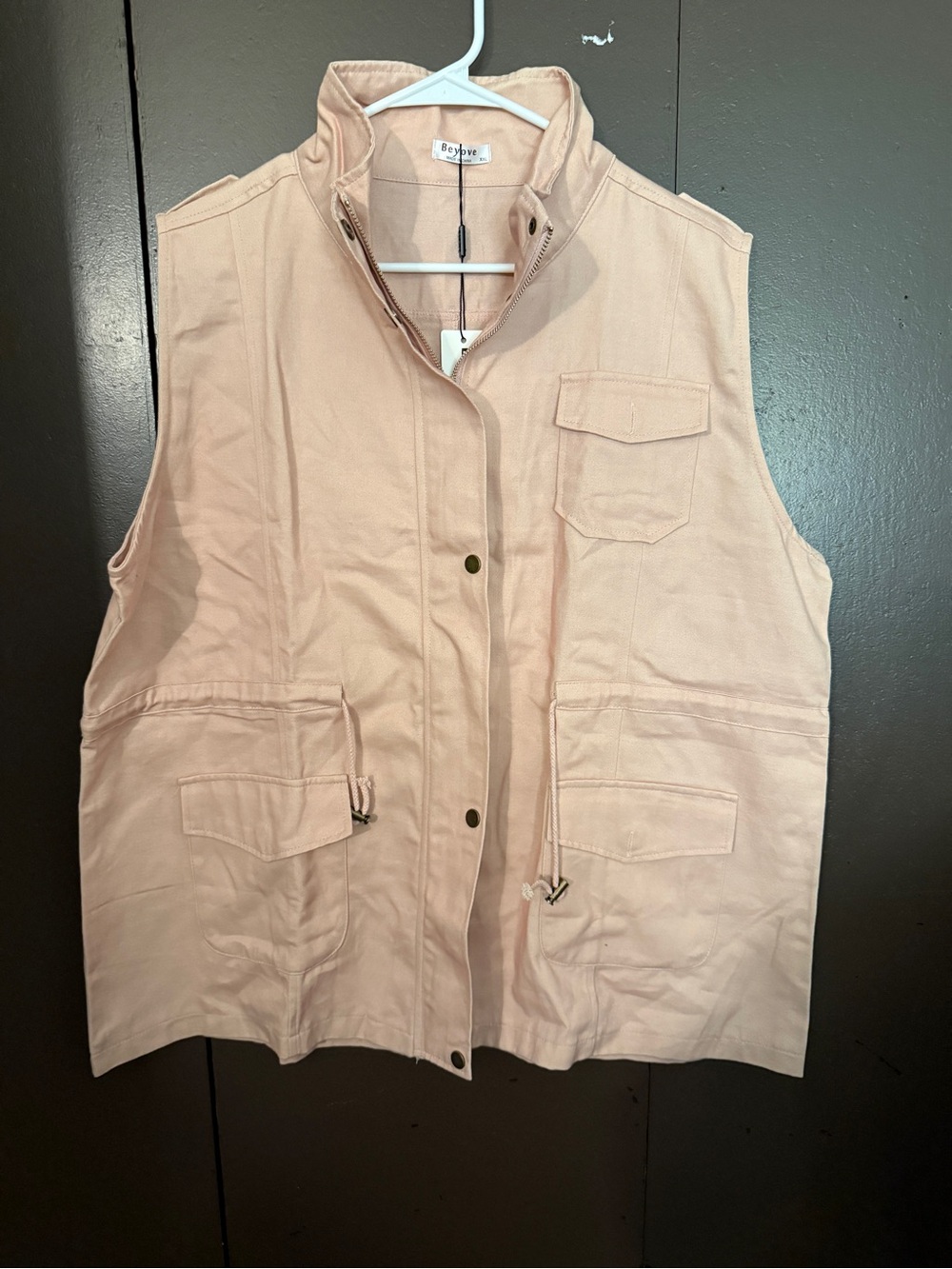 Beyove Women’s Light Blush Utility Vest with Front Pockets